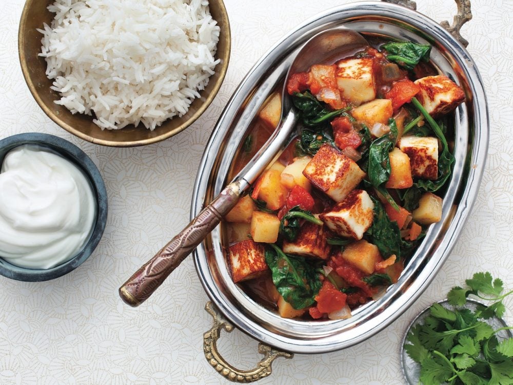 Monday: Paneer curry with potatoes and spinach