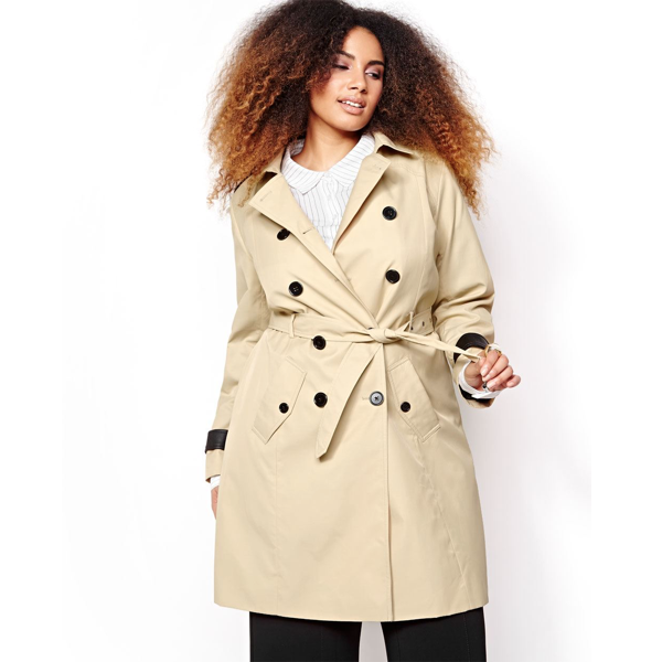 <p>Michel Studio Trench Coat with Faux Leather Trims, $99, <a href="https://www.additionelle.com/en/michel-studio-trench-coat-with-faux-leather-trims/761481.html?cgid=Apparel-Outerwear&dwvar_761481_color=Natural#last=undefined&start=1" target="_blank">Addition Elle</a>.</p>
