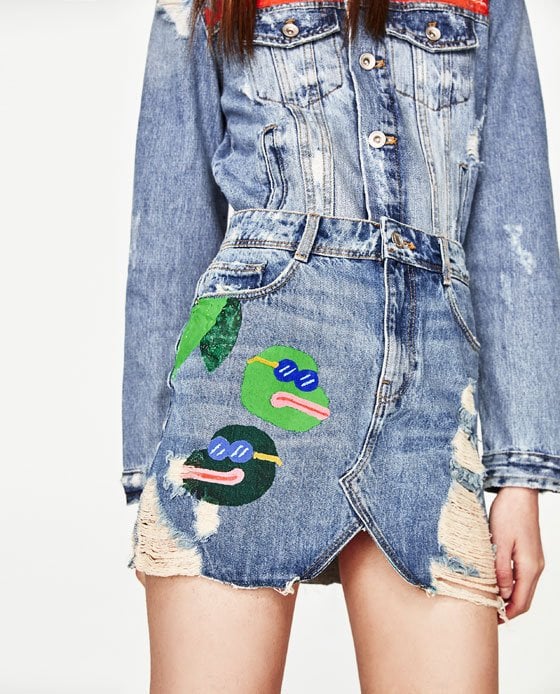 Zara skirt that looks like it features pepe the frog
