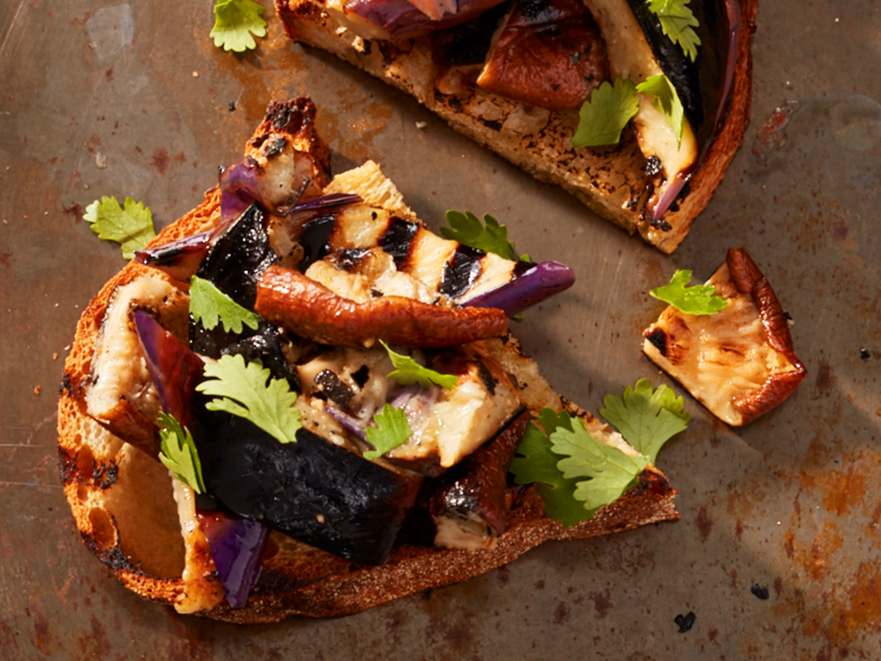 Ways to use eggplant: Charred eggplant and shiitake mushroom bruschetta