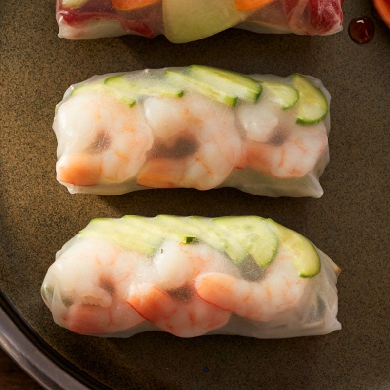 Shrimp and cucumber salad rolls