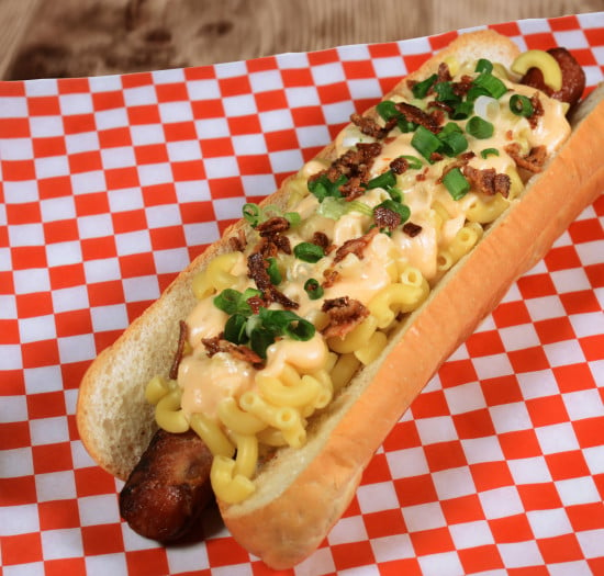 Calgary Stampede Foods - Double Bacon Mac and Cheese Hot Dog