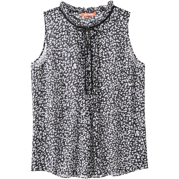 <p>Print silk blouse $29, <a href="https://www.joefresh.com/ca/" target="_blank">joefresh.com</a></p>
