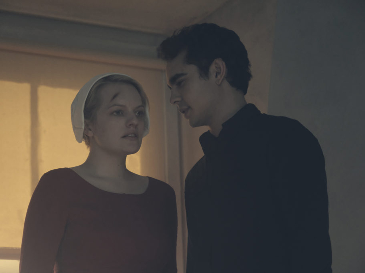 The Handmaid's Tale second season teaser trailer. The Handmaid's Tale -- "Night" -- Episode 110 -- Serena Joy confronts Offred and the Commander. Offred struggles with a complicated, life-changing revelation. The Handmaids face a brutal decision. Offred (Elisabeth Moss) and Nick (Max Minghella), shown. (Photo by: George Kraychyk/Hulu)
