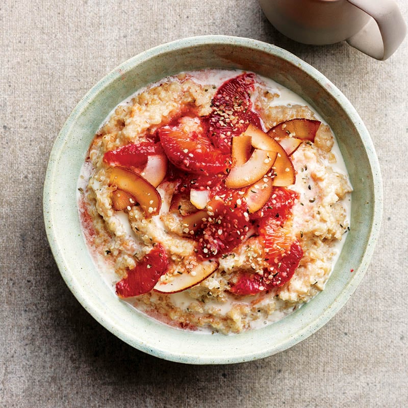 Creamy coconut steel-cut oats with blood orange compote