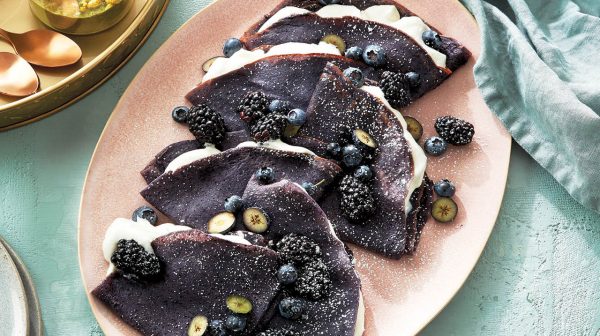 Berry crepes with rosewater chantilly cream