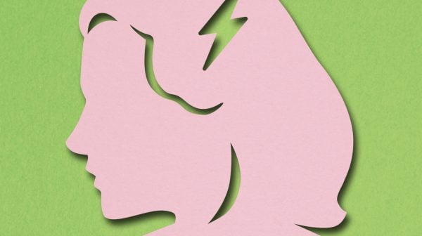 lower stroke risk - illustration of a pink woman's head in profile against green background