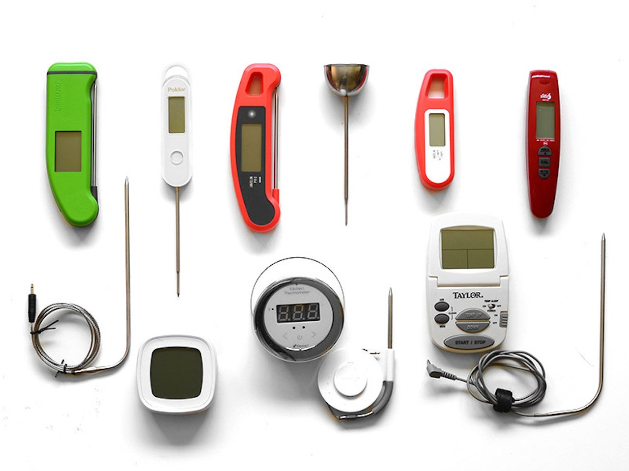 meat thermometers on a white background