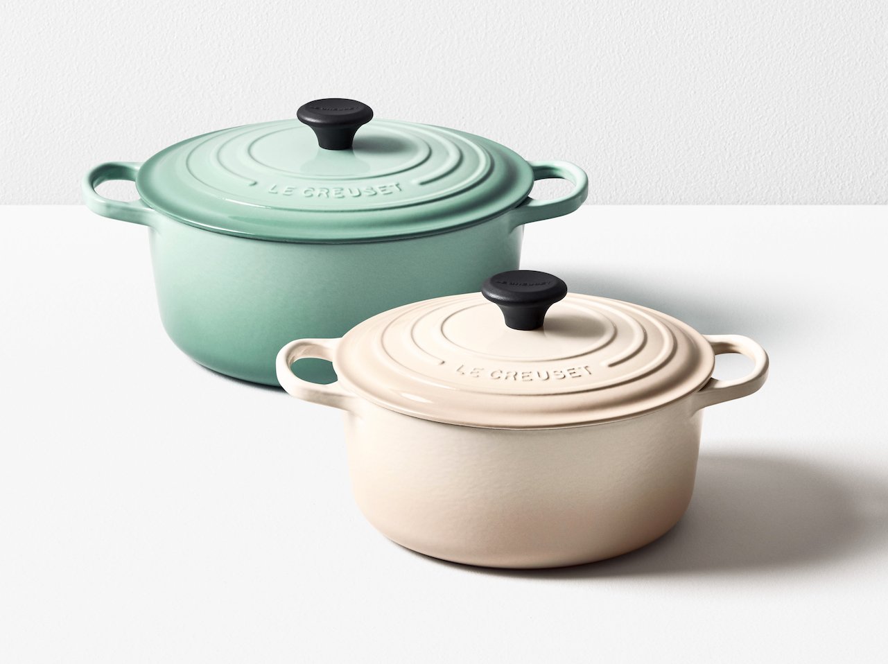 This Year's New Le Creuset Colours Are Sage And Meringue
