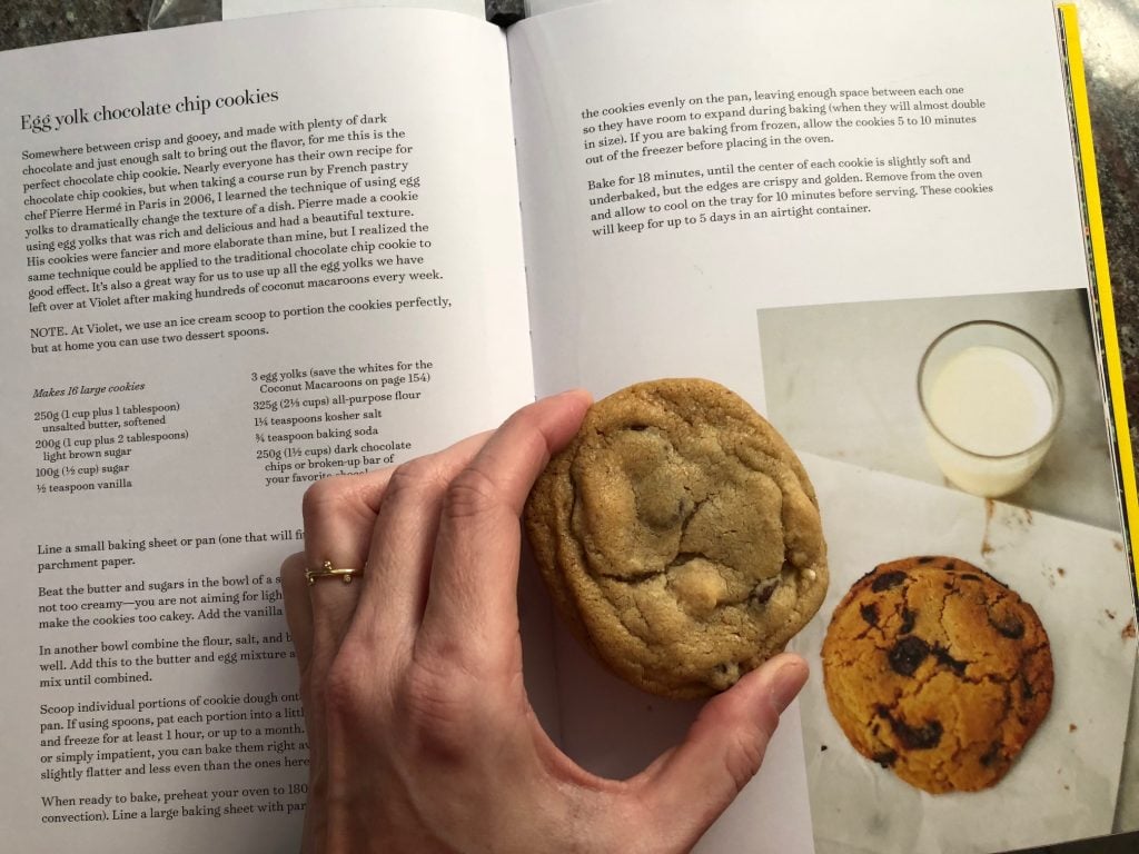An example of the Egg Yolk Chocolate Chip Recipe from the Violet Bakery