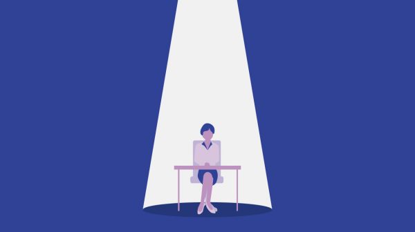 loneliness feature image- a cartoon minister sits alone at a table on a blue background