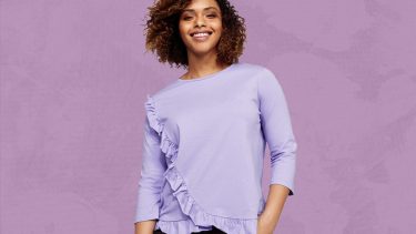 Lavender fashion: Mango frills cotton t-shirt, $40.