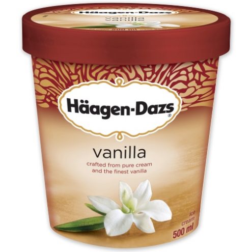 Tub of Haagen-Dazs vanilla ice cream,