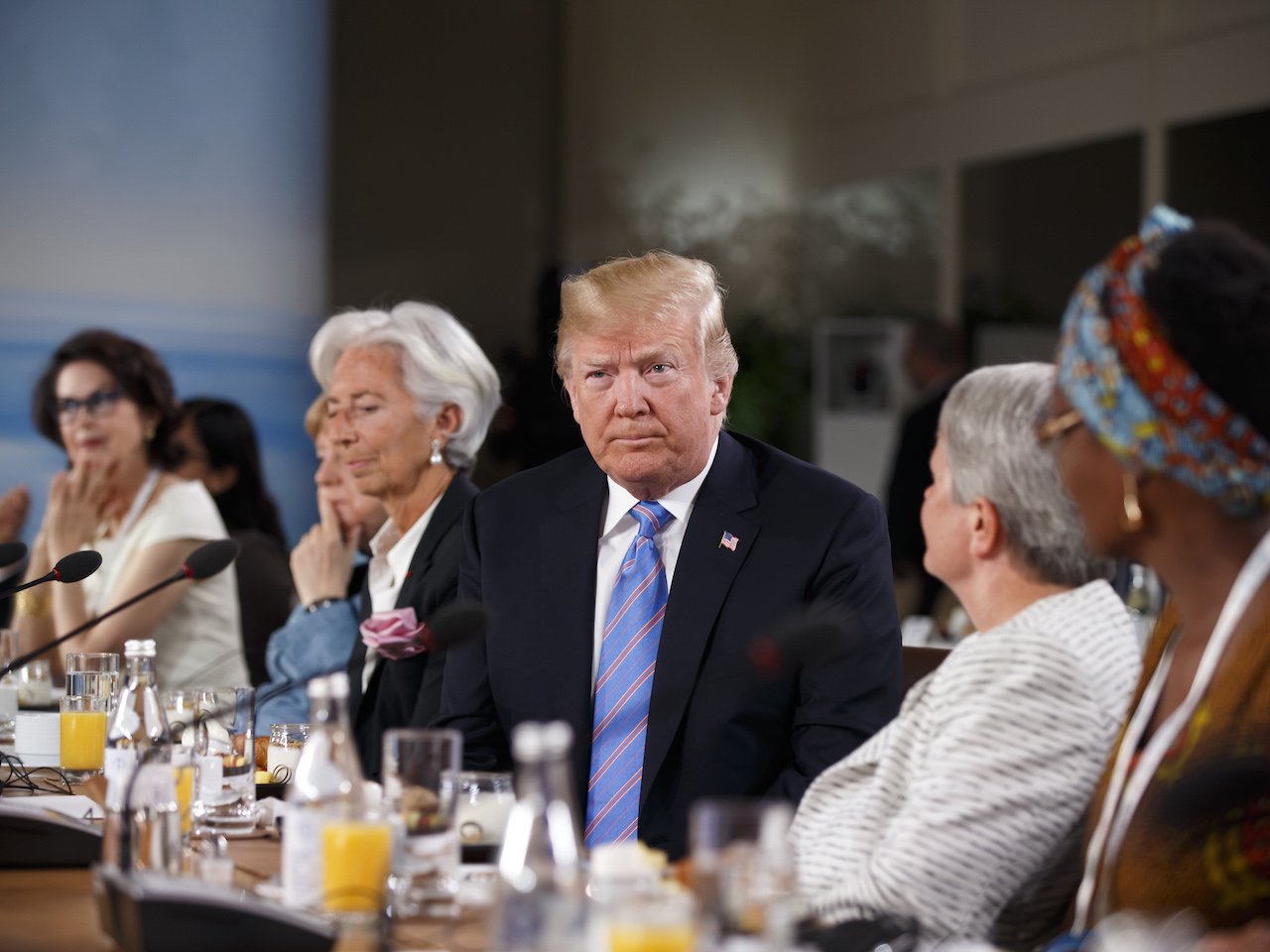 Farrah Khan speaks against gender based violence at G7 in front of Donald Trump