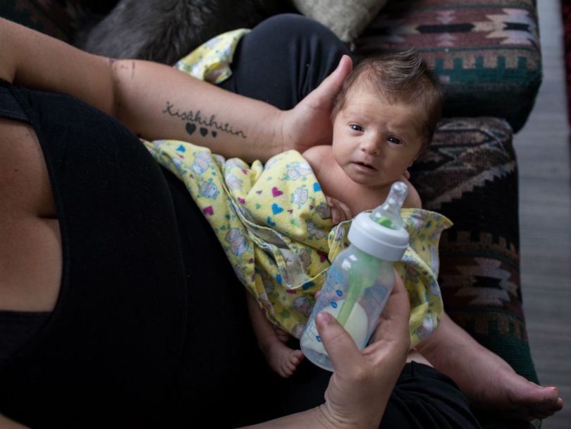 not breastfeeding-Brandi Morin feeding her daughter a bottle.