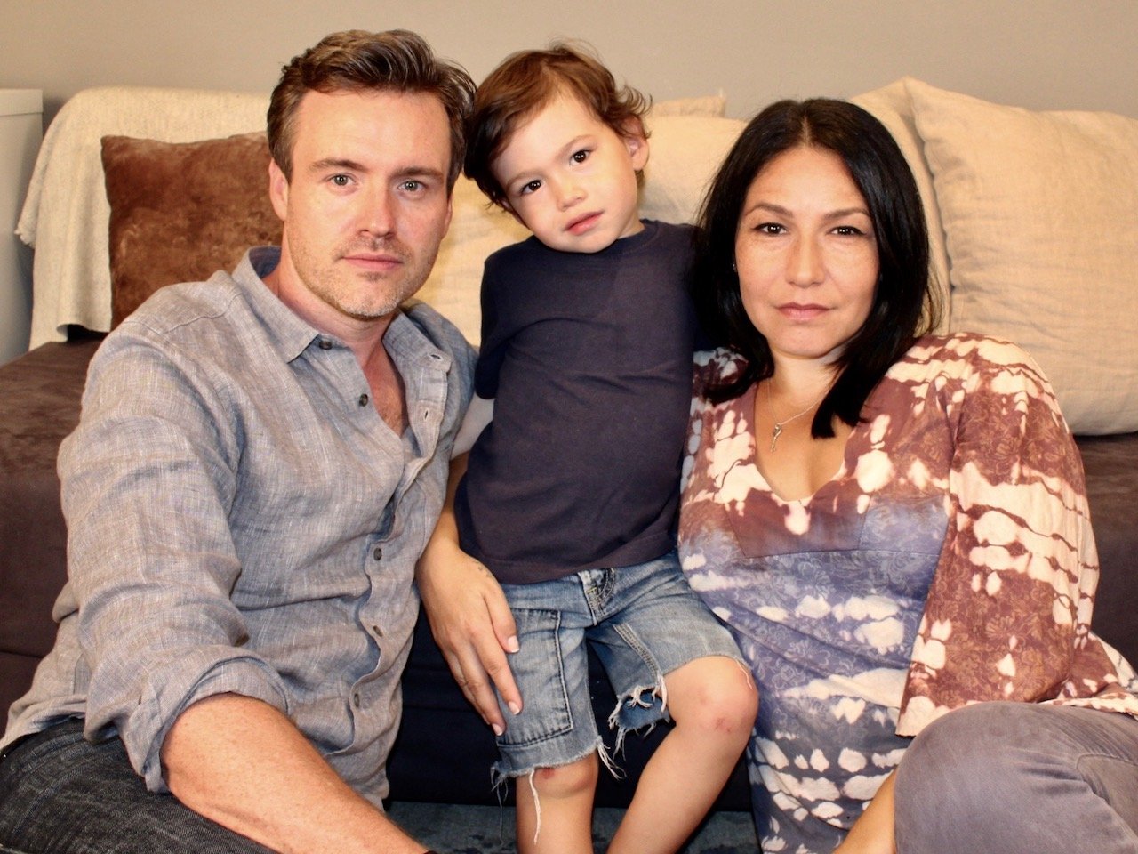 Jamie King, Tamara Podemski and their son, Oliver.