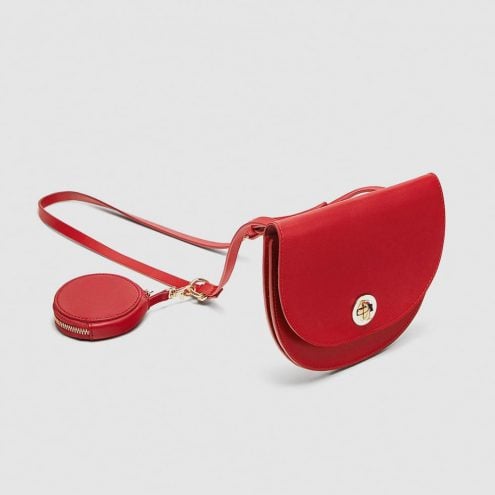 Red CROSS BODY BAG WITH GOLD HARDWARE from Zara
