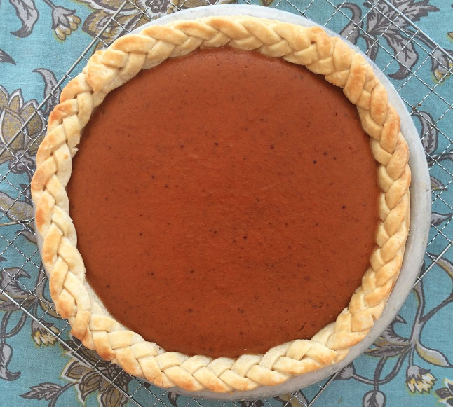 best pumpkin pie: smooth pumpkin pie filling with braided pastry crust
