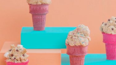 Edible cookie dough in ice cream cones