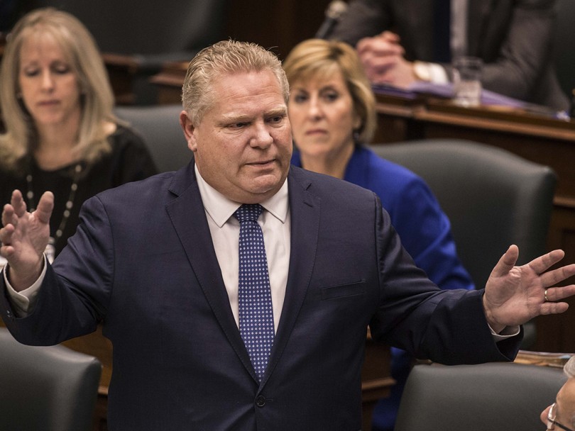 Doug Ford in suit, waves hands — Doug Ford changes article