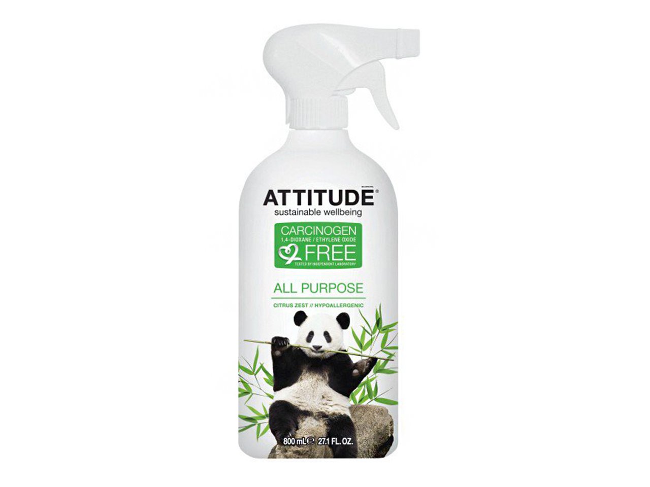 Eco-friendly cleaners, Attitude spray bottle with panda photo on it