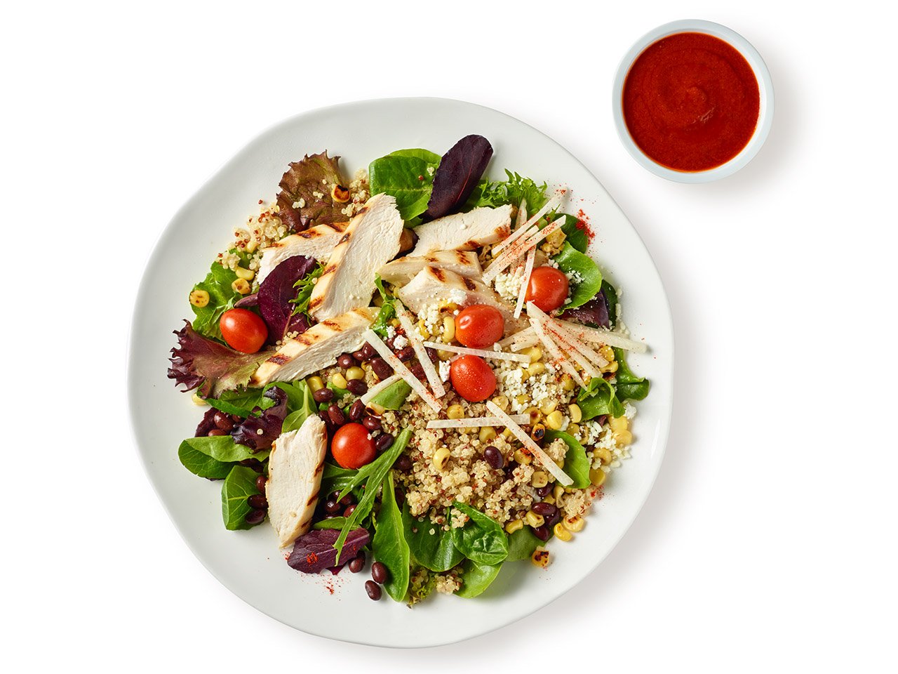 Chicken & Quinoa Protein Bowl with red sauce on side — healthiest items to order at starbucks