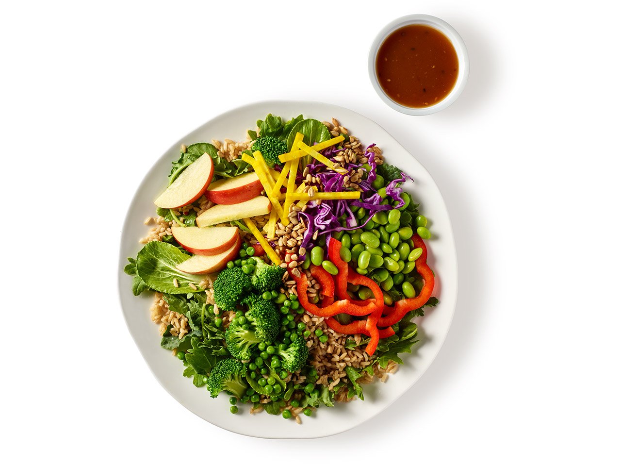 Baby Greens and Brown Rice Protein Bowl with sauce on side — healthiest items to order at starbucks