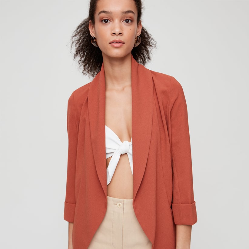 Coral coloured chevalier jacket from Aritzia