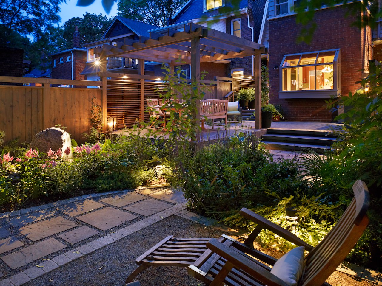 Create Outdoor Space You Loe feature image of a backyard with couches and string lights