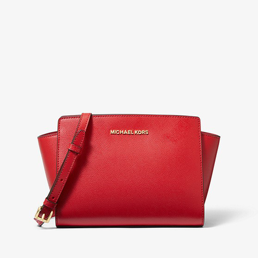 Red leather cross body bag from Michael Kors