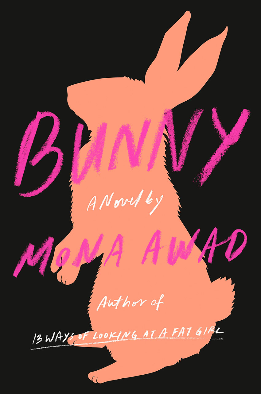 Best Books For Summer Reading 2019: Bunny cover with peach silouhette of rabbit on black background