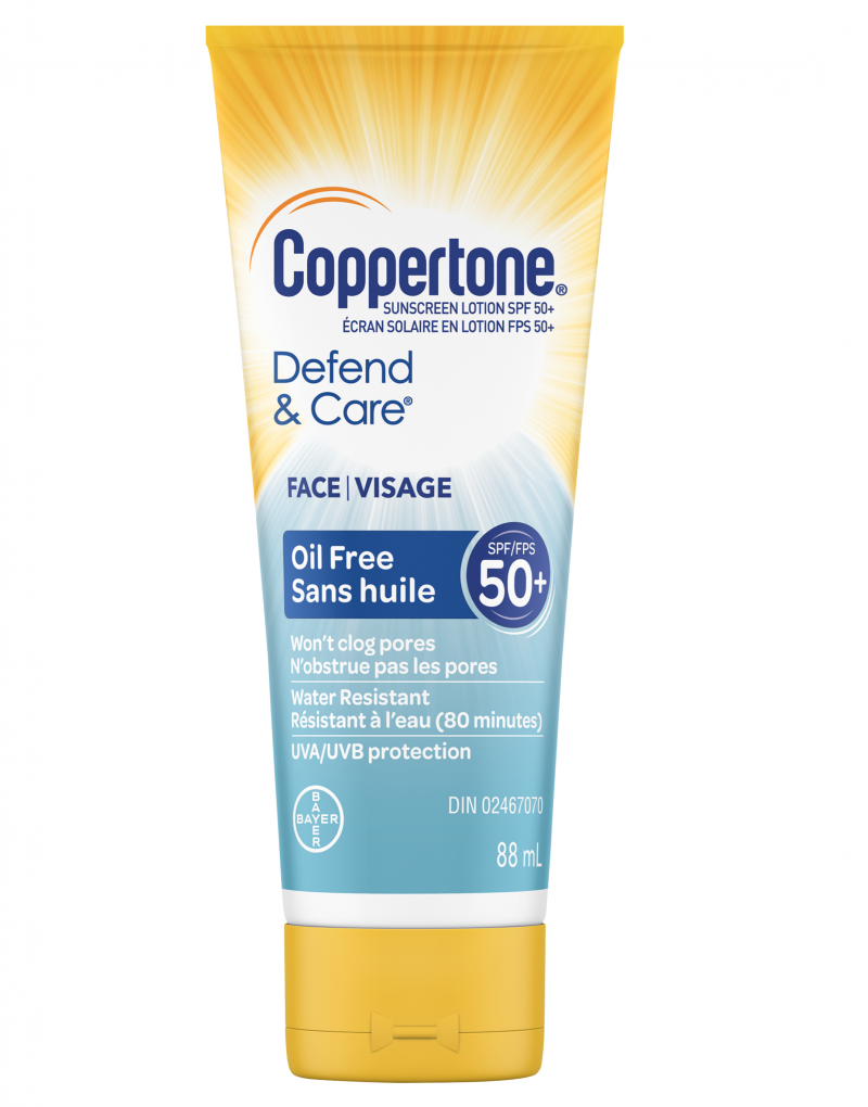 Coppertone Defend & Care Oil Free Sunscreen Face Lotion SPF 50