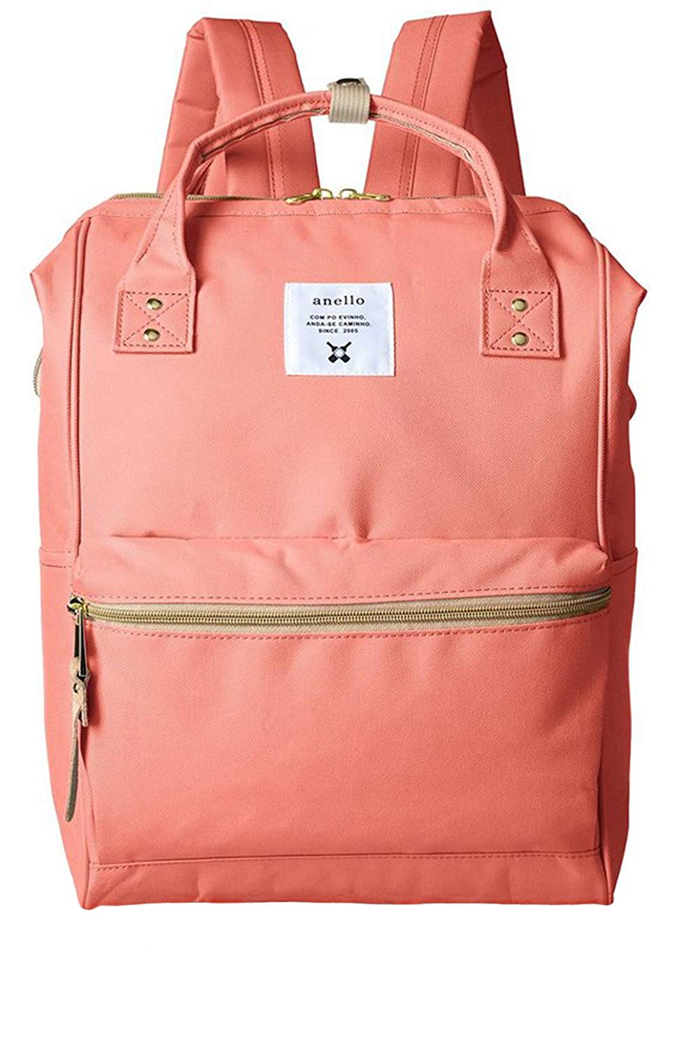Salmon pink anello backpack on a white background.