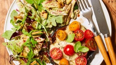 Caprese Grilled Portobellos with Zucchini Salad
