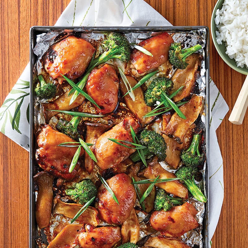 Glazed Chicken Thighs with Miso & King Oyster Mushrooms