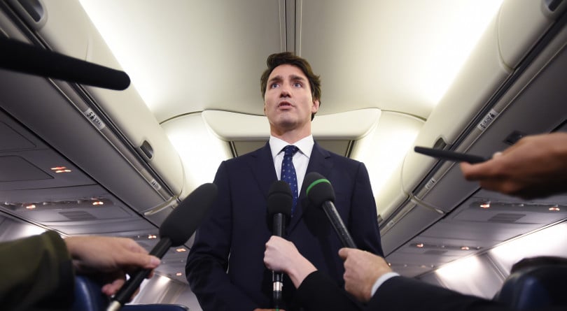 Trudeau apologizes on his campaign plane in Halifax, N.S., on Wednesday, over the 2001 brownface photo of him that surfaced