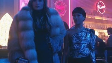 A screenshot from the movie Hustlers featuring Jennifer Lopez and Constance Wu