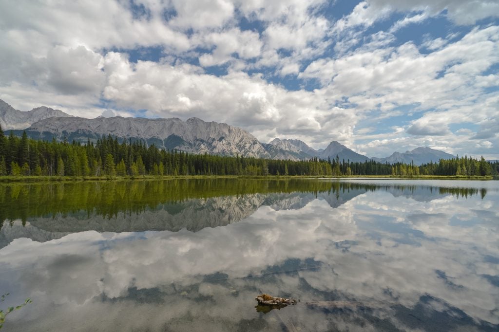 Lower Kananaskis Lake, Alberta, to illustrate a comparison of the federal election 2019 Canada climate change platforms