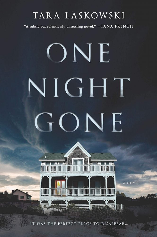 Cover of One Night Gone with a house set against an imposing dark sky.