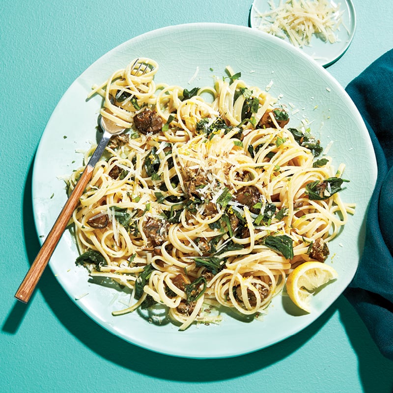 Lemon linguine with smoked oysters