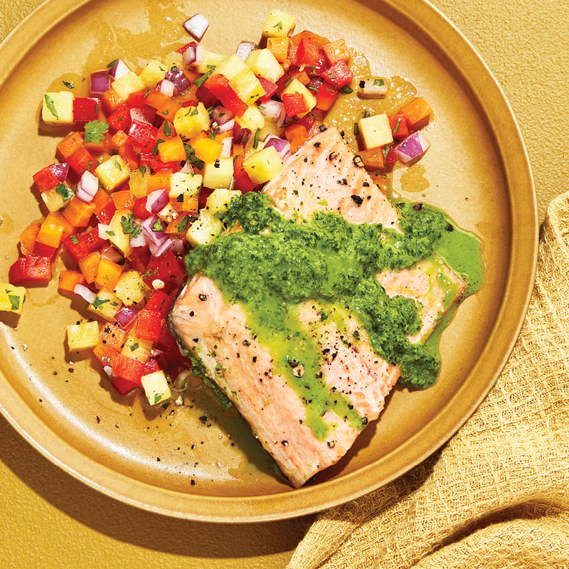 Baked trout with pineapple-pepper salsa