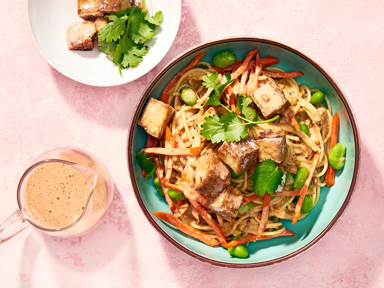 Cold, Spicy Vegan Peanut Noodles with Smoked Tofu