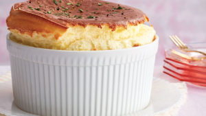 Cheese souffle in a souffle dish