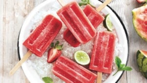 Strawberry-watermelon limoncello pops