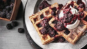 Blackberry recipes: Blackberry waffles on plate