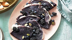 Berry crepes with rosewater chantilly cream