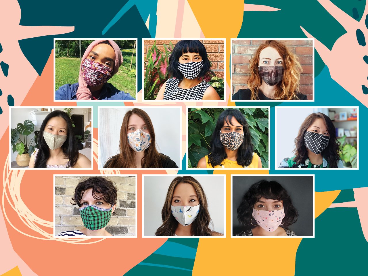 A grid of individual photos of the Chatelaine team wearing masks