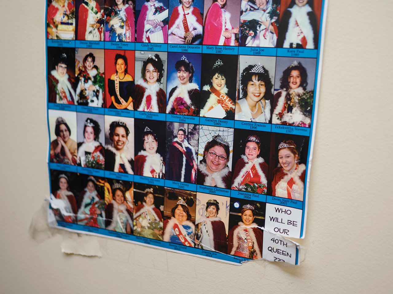 A photo of a poster depicting previous Princess Pageant winners
