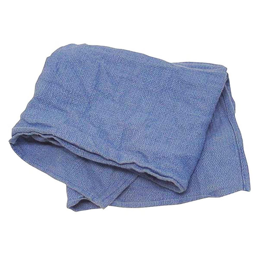 Blue huck towels, which are lint free and a good paper towel alternative