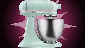 A turquoise kitchenaid stand mixer for a piece on whether you really need to buy a stand mixer